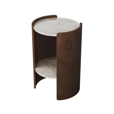 Мебель Ellipsefurniture Столик Lagom Stone D 43 см высота 64 см (камень OV, орех) арт. LG016712413