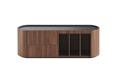 Мебель Ellipsefurniture Тумба Lagom под ТВ 2 ящика 3 ниши ширина 140 см (орех, черный) арт. LG01391410220