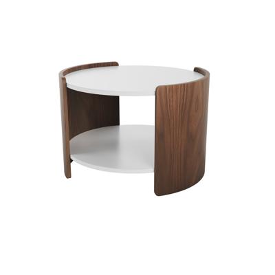 Мебель Ellipsefurniture Столик Lagom D 65 см высота 45 см (белый, орех) арт. LG010301440301
