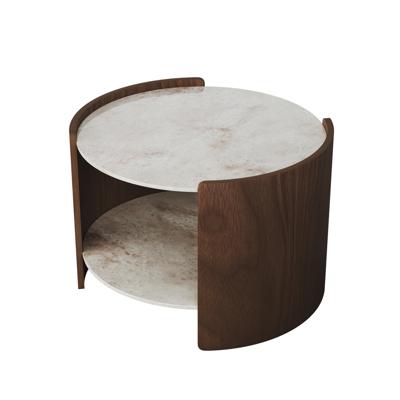 Мебель Ellipsefurniture Столик Lagom Stone D 65 см высота 45 см (камень OV, орех) арт. LG016712415