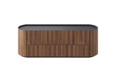 Мебель Ellipsefurniture Тумба Lagom под ТВ 2 ящика ширина 140 см (орех, черный) арт. LG01401410220