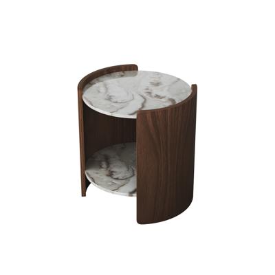 Мебель Ellipsefurniture Столик Lagom Stone D 43 см высота 45 см (камень OV2, орех) арт. LG016812412