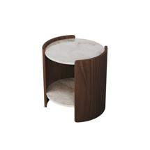 Мебель Ellipsefurniture Столик Lagom Stone D 43 см высота 45 см (камень OV, орех) арт. LG016712412