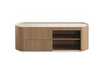 Мебель Ellipsefurniture Тумба Lagom под ТВ 2 ящика 2 полки ширина 140 см (натуральный дуб, молочный) арт. LG01380200120