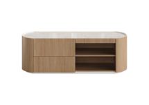 Мебель Ellipsefurniture Тумба Lagom под ТВ 2 ящика 2 полки ширина 140 см (натуральный дуб, камень LC) арт. LG01380200120