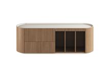 Мебель Ellipsefurniture Тумба Lagom под ТВ 2 ящика 3 ниши ширина 140 см (натуральный дуб, молочный) арт. LG01391500220