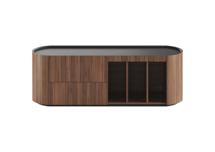 Мебель Ellipsefurniture Тумба Lagom под ТВ 2 ящика 3 ниши ширина 140 см (орех, черный) арт. LG01391410220