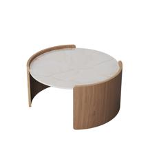 Мебель Ellipsefurniture Столик Lagom Stone D 65 см высота 32 см (камень LC, натуральный дуб) арт. LG016614114