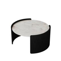 Мебель Ellipsefurniture Столик Lagom Stone D 65 см высота 32 см (камень OV, черный) арт. LG01616710214