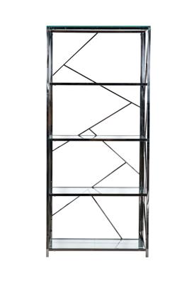 Мебель Garda Decor GY-SH8711BL Стеллаж стекло прозр/темн.хром 80*35*180см арт. GY-SH8711BL