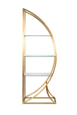 Мебель Garda Decor KFG087/2 Стеллаж "Полусфера" прозрачное стекло/золото матовый 71*48*202см арт. KFG087/2