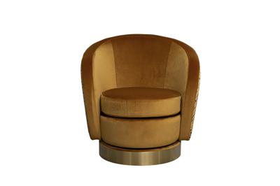 Мебель Garda Decor Кресло Napoli вращающееся, велюр принт Pad31+Latt ORANG 76*76*76см арт. Napoli-Pad31+ Lattice ORANG