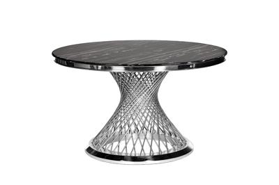 Мебель Garda Decor 76AR-805STOL/OB-CH Стол обед иск.мрам Nero Alicanto/хром d120*75 арт. 76AR-805STOL/OB-CH