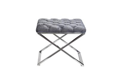 Мебель Garda Decor GY-BEN8008-GR Банкетка велюр серый/хром 52*52*45,5см арт. GY-BEN8008-GR