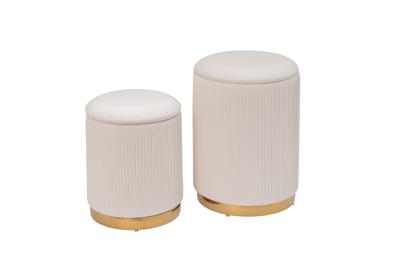 Мебель Garda Decor GY-18220 Банкетка велюр светло-бежевый/золото (2 в 1) d35,5*49см/d30,5*39см арт. GY-18220