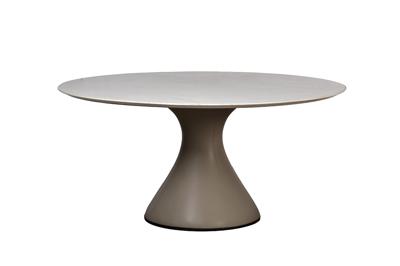 Мебель Garda Decor 160KD-60090 Стол обеденный, мрамор Волакас (Volakas), экокожа бежевая d160*75см арт. 160KD-60090