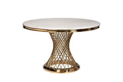 Мебель Garda Decor 76AR-80551 Стол обеденный иск.мрамор Бьянка луна (Bianca Luna)/зол d120*75 арт. 76AR-80551