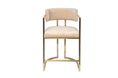Мебель Garda Decor 76AR-603GOLD-BG Стул полубарный велюр беж/мат. золото 52*55*91см арт. 76AR-603GOLD-BG