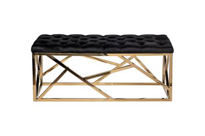 Мебель Garda Decor 76AR-7160BAN-CHERN Банкетка велюр черный/золото 110*42*46см арт. 76AR-7160BAN-CHERN