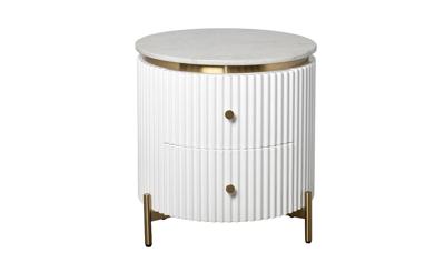 Мебель Garda Decor 77IP-GD009-TUMB/1 Тумбочка 2 ящика с мраморной столешницей d51*55см арт. 77IP-GD009-TUMB/1