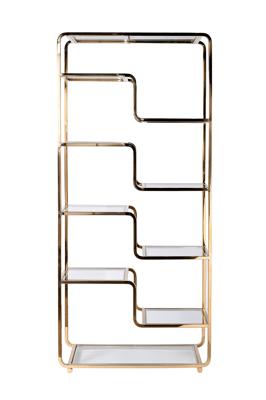 Мебель Garda Decor 46AS-SH1652-GOLD Стеллаж золотистый/прозр. стекло 90*40*200см арт. 46AS-SH1652-GOLD