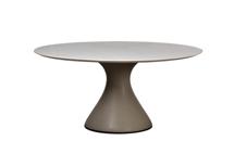 Мебель Garda Decor 160KD-60090 Стол обеденный, мрамор Volakas, экокожа бежевая d160*75см арт. 160KD-60090