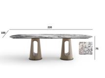 Мебель Garda Decor 160KD-60075 Стол обеденный, керамика Булгари Пёрпл (Bulgari Purple), экокожа бежевая 220*100*75см арт. 160KD-60075