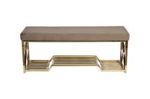 Мебель Garda Decor 47ED-01000 Банкетка велюр серо-бежевый, золото 120*40*47см арт. 47ED-01000