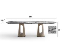 Мебель Garda Decor 160KD-60074 Стол обеденный, керамика Венециан Браун (Venetian Brown), экокожа бежевая 220*100*75см арт. 160KD-60074