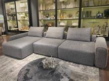 Мебель Garda Decor Диван трехместный Турин(Turin)(3 секции) с канапе и мех черно/серый Santo1606 355*163,5**68см арт. TURIN-TMN3-3S-Santo1606