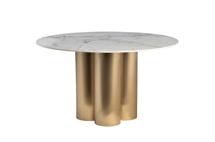 Мебель Garda Decor 76AR-63041 Стол обеденный керамогранит белый/мат.золото d130*76см арт. 76AR-63041