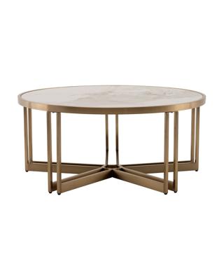 Мебель Stool Group Журнальный столик Алиада 90х90 см светлая керамика сталь шампань арт. УТ000040353