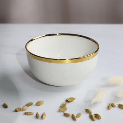 Набор посуды AksHome Тарелка глубокая MOONSHINE, керамика, белый+золото, 13*6,8см арт. ZN-381627