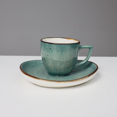 Набор посуды AksHome Кофейная чашка с блюдцем VITAL, фарфор, зеленый, 80мл арт. ZN-381626