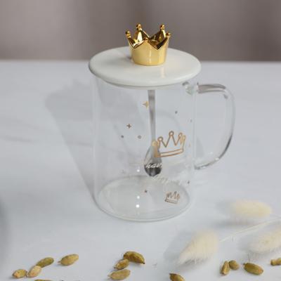 Набор посуды AksHome Чашка PRETTY с крышкой, стекло, прозрачный, 400 мл арт. ZN-381629