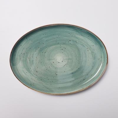 Набор посуды AksHome Тарелка овальная VITAL, фарфор, зеленый,25,7*18,6*2,5см арт. ZN-381639