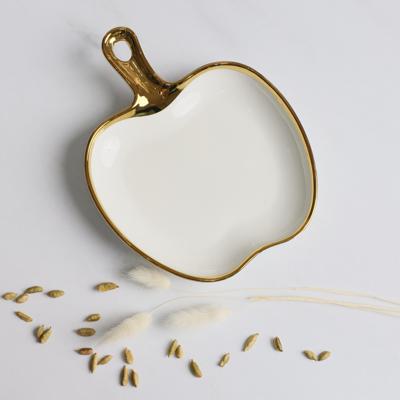 Набор посуды AksHome Блюдо фигурное MOONSHINE, керамика, белый+золото, 23см арт. ZN-381644