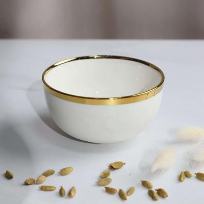 Набор посуды AksHome Тарелка глубокая MOONSHINE, керамика, белый+золото, 13*6,8см арт. ZN-381627