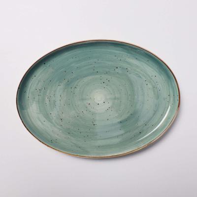 Набор посуды AksHome Тарелка овальная VITAL, фарфор, зеленый,25,7*18,6*2,5см арт. ZN-381639