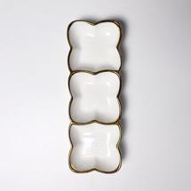 Набор посуды AksHome Менажница MOONSHINE, 3 ячейки, керамика, белый+золото арт. ZN-381622