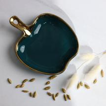 Набор посуды AksHome Блюдо фигурное MOONSHINE, керамика, темно-зеленый+золото, 18см арт. ZN-381630