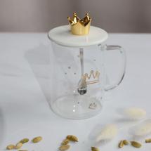 Набор посуды AksHome Чашка PRETTY с крышкой, стекло, прозрачный, 400 мл арт. ZN-381629