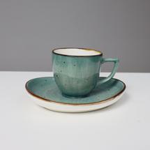 Набор посуды AksHome Кофейная чашка с блюдцем VITAL, фарфор, зеленый, 80мл арт. ZN-381626