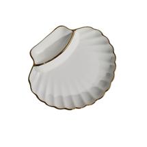 Набор посуды AksHome Блюдо фигурное MOONSHINE, керамика, белый+золото, 22*20*3см арт. ZN-381645