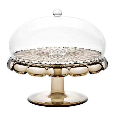 Набор посуды Guzzini Блюдо для торта с крышкой vanity, D30 см, коричневое арт. 131901STE282