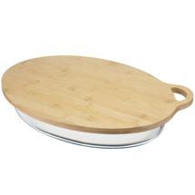 Набор посуды ЯЯЯ Форма для выпечки стеклянная с бамбуковой крышкой-подносом, 4 л арт. SFE-SS-BKW-GLS-BM-4