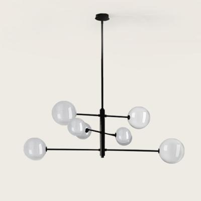 Подвесной светильник Aromas del Campo Люстра Atom 8L черная - прозрачные плафоны арт. 094231