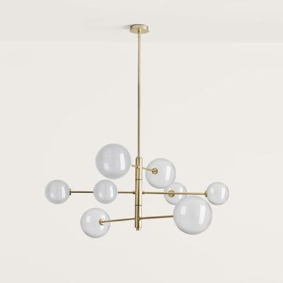 Подвесной светильник Aromas del Campo Люстра Atom 8L латунь - прозрачные плафоны арт. 057820