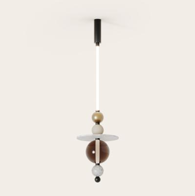 Подвесной светильник Aromas del Campo Подвес вертикальный Yma с 5 акс. WHITE, METAL ORO MATE, FUME GRIS 20CM, ALABASTRO 35CM арт. 434569