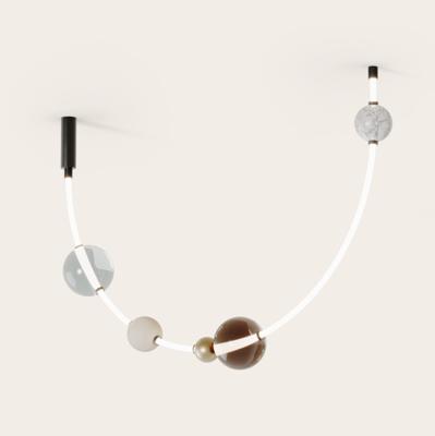 Подвесной светильник Aromas del Campo Подвес горизонтальный Yma с 4 акс. WHITE, METAL ORO MATE, TRANSPARENTE 20CM, FUME GRIS 20CM арт. 434567